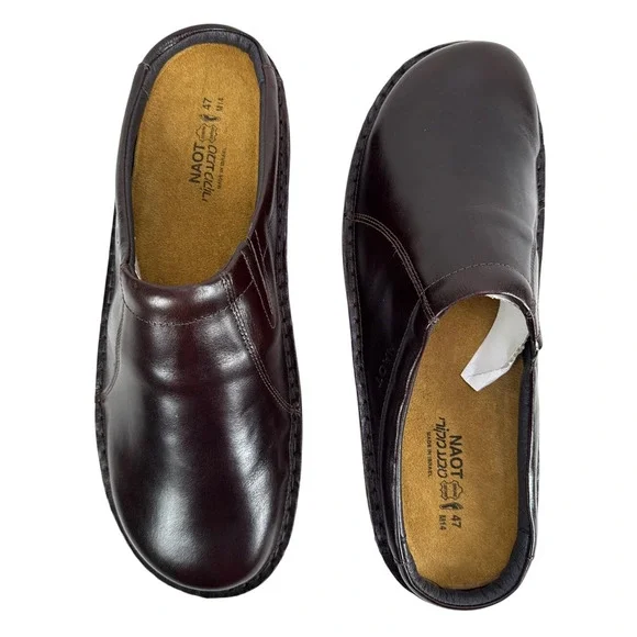 Naot Bjorn Clog Slip On Casual Mens 14 14.5 EU 47 Walnut Leather Cork Footbed